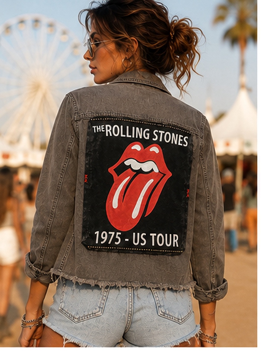 Rolling Stones Festival Jacket, Lightweight Summer Denim Concert Jacket